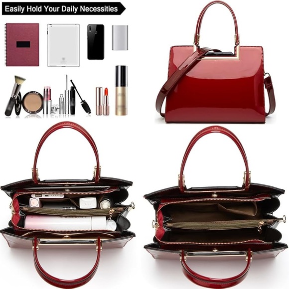 Elegant Burgundy Handbag - Picture 7 of 9